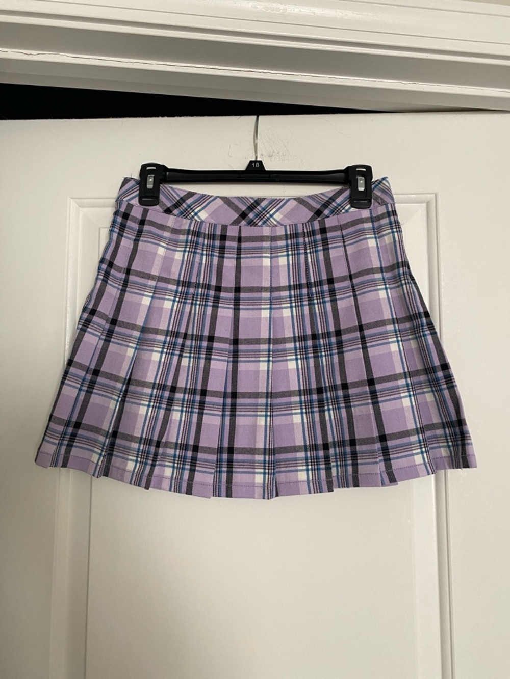 Lavender Plaid Pleated Mini Skirt